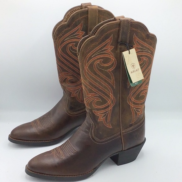 Ariat Heritage Round Up Brown Embroidered Western Boot 4 LR Size 9.5 B - Picture 14 of 16